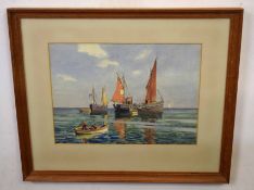 Cecil Alan Mold, signed watercolour, "Coloured sails, Blakeney", 22 x 30cm