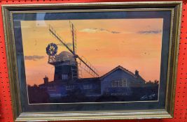 Norman Pellew, signed and dated 1990, acrylic, "Stow Mill, Mundesley", 28 x 44cm