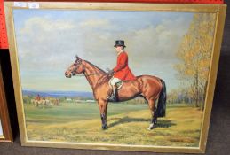 Pamela Edwards, signed and dated 1963, oil on canvas, Huntsman on horseback, 60 x 75cm