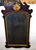 Georgian mahogany fretwork carved mirror with shaped gilt insert with gilded leaf to top, 48cm