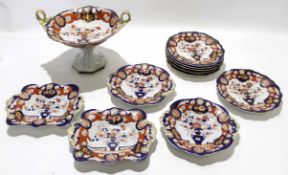 Group of 19th century Mason's Ironstone wares, all decorated in Imari style, comprising a comport,