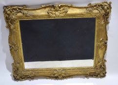19th century gilt and gesso rectangular wall mirror with bevelled plate glass and shaped and