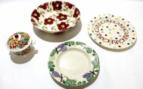 Large Emma Bridgewater designed basin and stand together with a further jar and cover and other