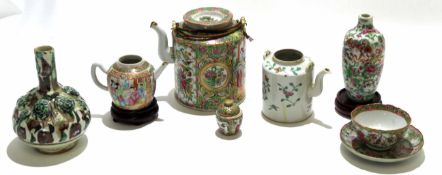 Collection of 19th century Chinese famille rose Cantonese style decorated wares comprising two tea