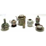 Collection of 19th century Chinese famille rose Cantonese style decorated wares comprising two tea