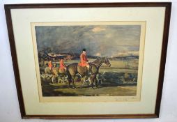 After Alfred J Munnings, coloured print, "The Master of the Essex Union", signed by Ernest L