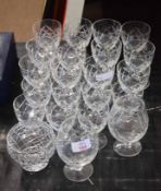 Collection of cut glass wares Royal Brierley, various goblets and wine glasses, (22)
