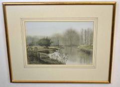 Peter Solly, signed pair of watercolours, Norfolk Landscapes, 22 x 32cm (2)
