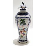18th century Chinese export vase and cover, the baluster body decorated with polychrome decoration