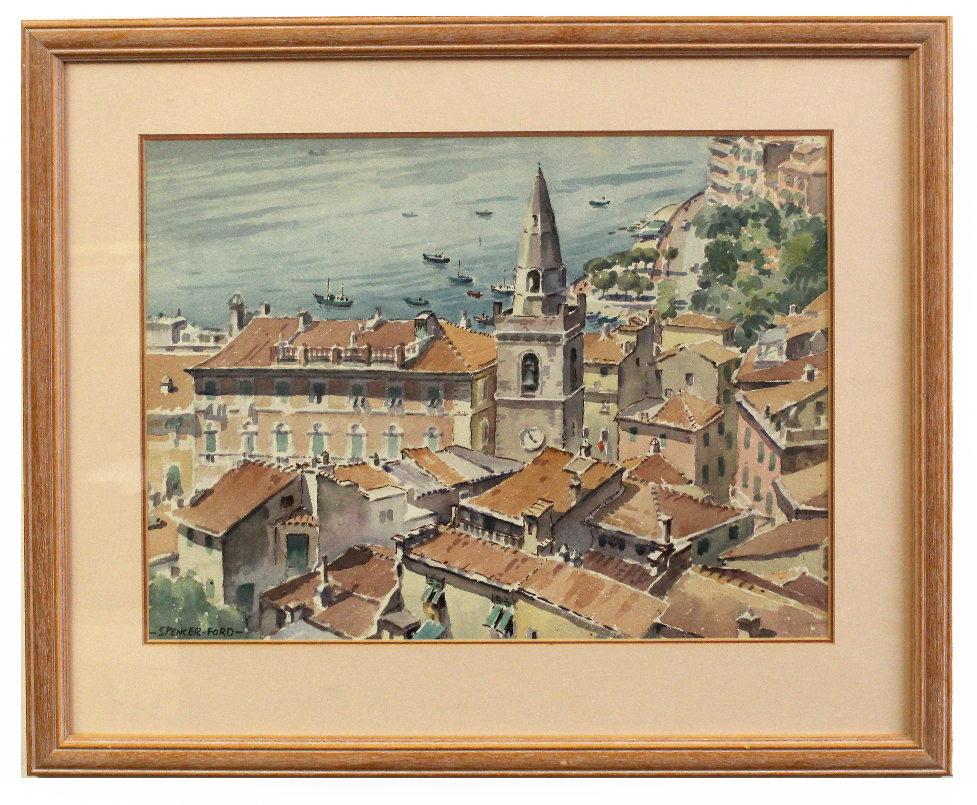 AR Roland F Spencer Ford (1902-1990), Harbour Town, watercolour, signed lower left, 37 x 47cm