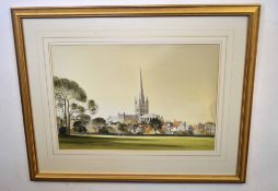 Tony Garner, signed watercolour, Norwich Cathedral, 36 x 52cm