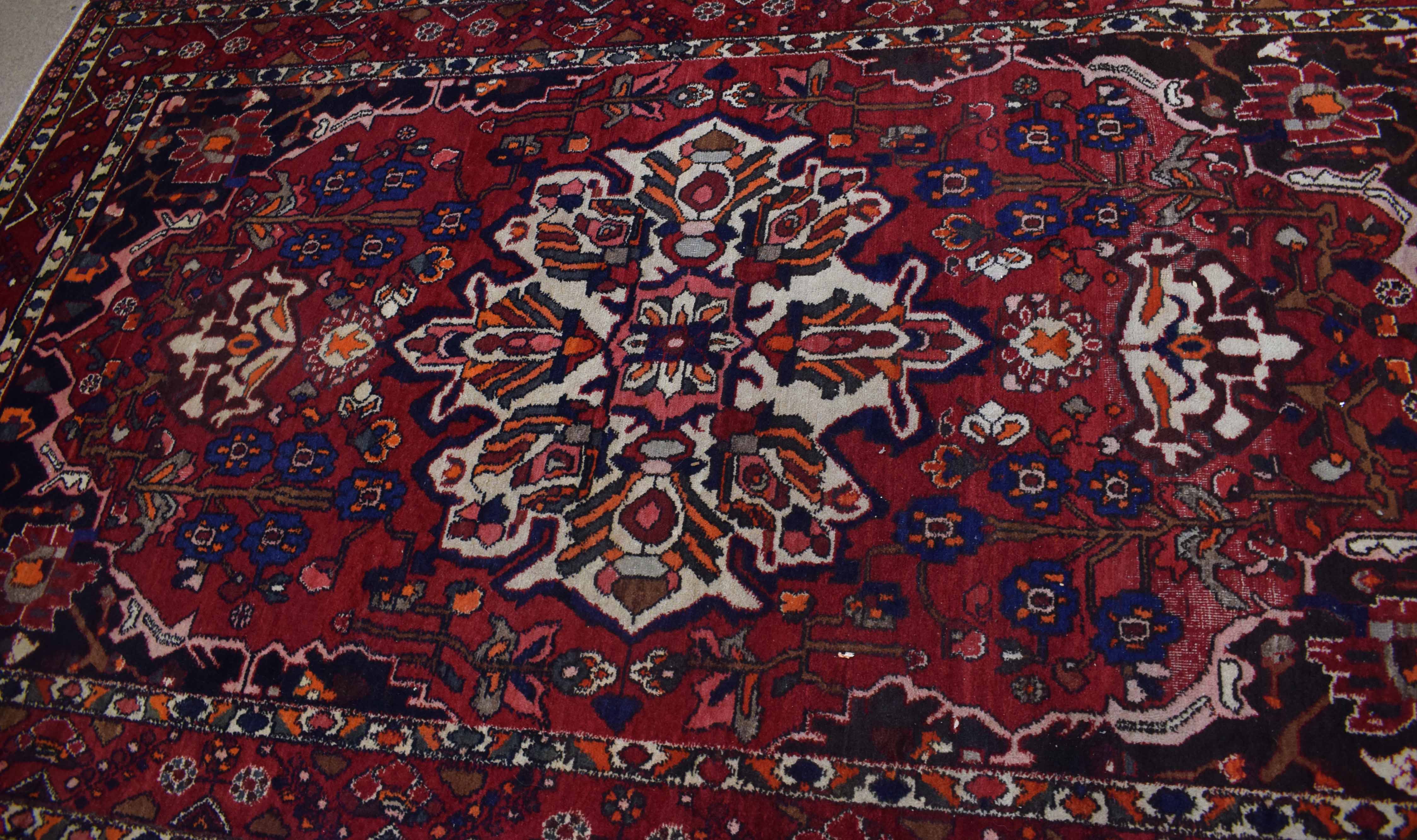 Good quality modern carpet with multi-coloured decoration among red field with a floral design and - Image 4 of 4