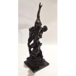 After Giambolognia, 20th century bronze group "The Rape of the Sabine Women", on square black marble