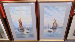 HH Silverwood, signed and dated 1916, pair of watercolours, "Hazy Sunrise" and "Calm Evening", 55