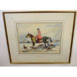 Circle of Alfred J Munnings, bears signature, watercolour, Huntsman on horseback with pack of