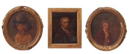 18th/19th century English School, oil on panel, Portrait of a gent, 18 x 14cm