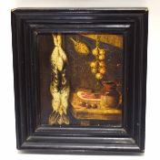 19th century Dutch School oil on panel, Larder scene, 12 x 10cm