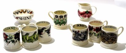 Group of Pottery wares with designs by Emma Bridgewater including 7 mugs with names, a further