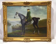 Modern School, oil on canvas, Figure on horseback, 58 x 74cm
