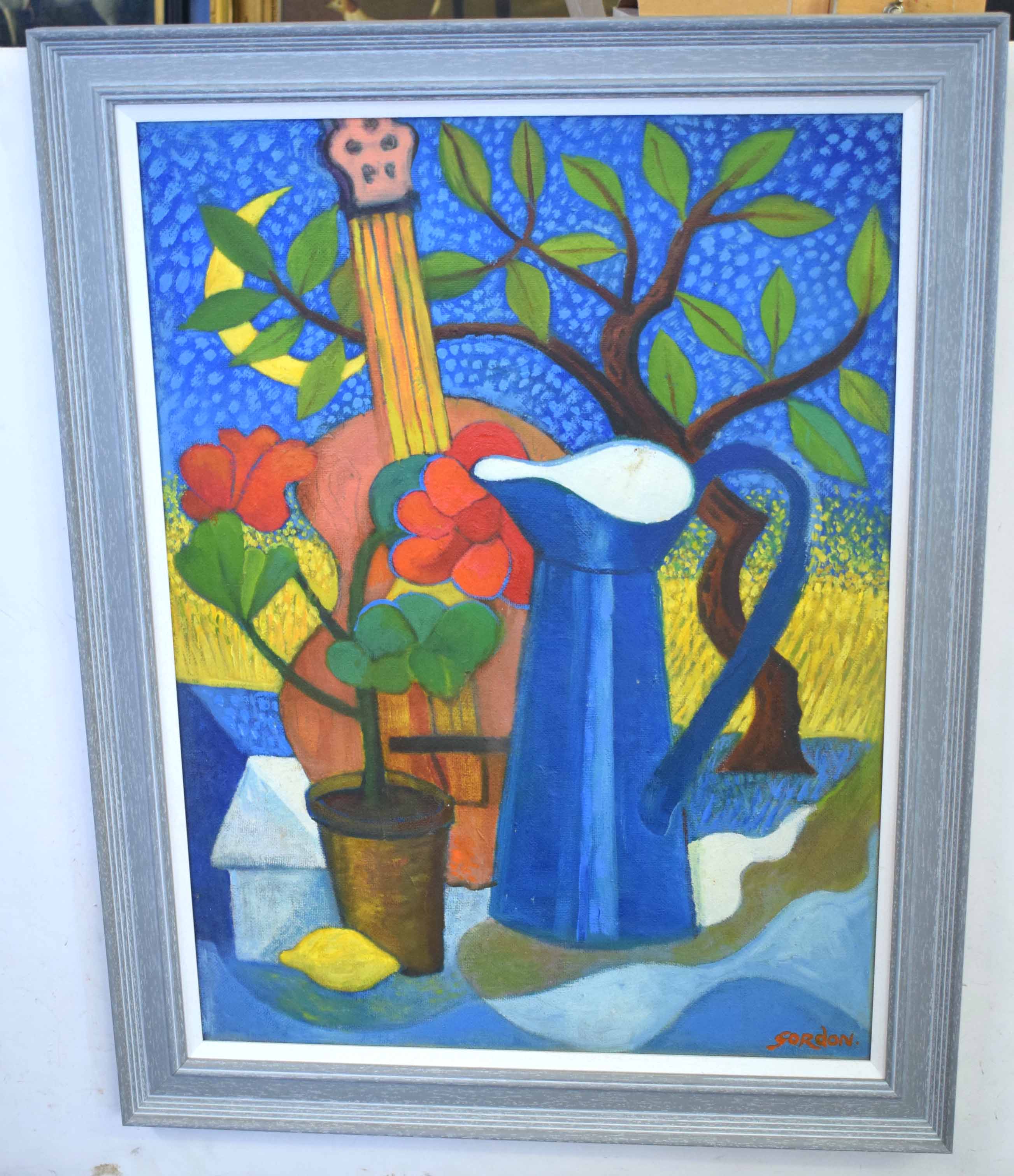 Gordon, signed modern oil, Abstract Still Life, 71 x 52cm