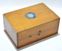 Mahogany table top box with emblem Lion Menucator with central lion, with a hinged compartment