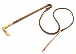 Late Victorian horn handled nickel mounted and braided riding crop, initialled "SAB"