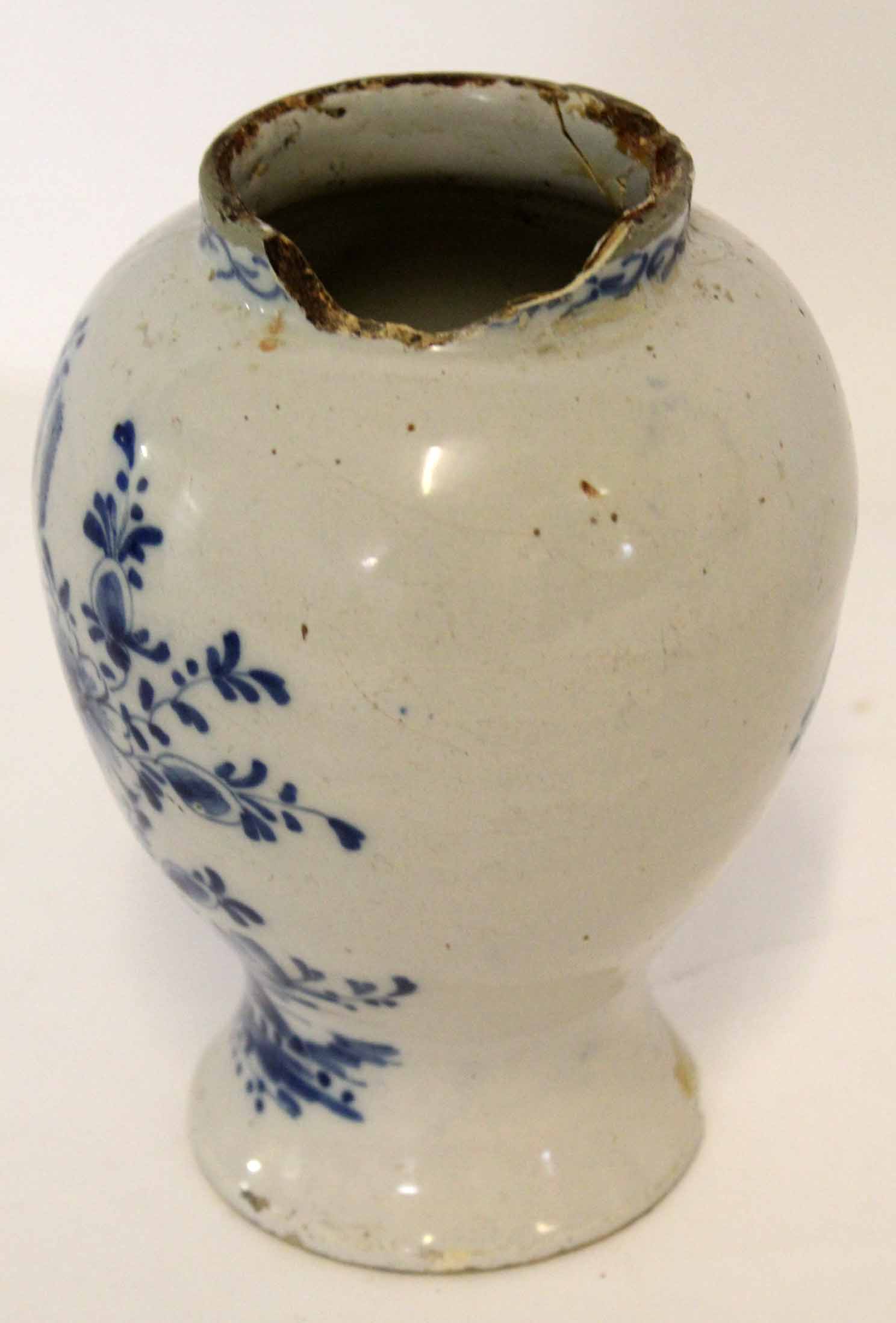 Mid-18th century Delft drug jar (a/f), 20cm high - Image 3 of 7