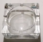 Large French glass ashtray with paper label for G Durand, 15cm diam