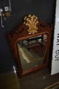 Set of four Georgian mahogany style mirrors with shaped fretwork type decoration with gilded