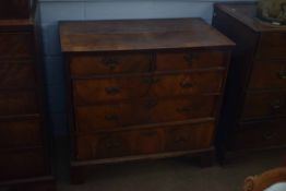 Late 17th/early 18th century walnut two over three full width drawer chest with brass swan neck