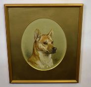 Frank Paton, signed and dated 1900, watercolour, Dog's head, 26 x 21cm, oval