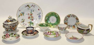 Group of English porcelain wares, late 18th/early 19th century, one saucer with a floral design