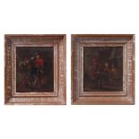 Follower of David Tenniers (18th century) Merrymaking scenes pair of oils on panel 16 x 14cms (2)