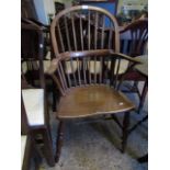 18TH CENTURY ELM HARD SEATED STICK BACK CHAIR