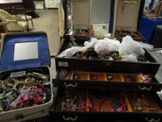 TWO BOXES OF MIXED COSTUME JEWELLERY ETC