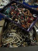 TWO BOXES OF MIXED COSTUME JEWELLERY