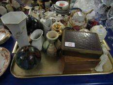 TRAY OF ORIENTAL GINGER JARS, A BULLDOG ORNAMENT ETC