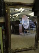 MAHOGANY AND GILT FRAMED RECTANGULAR MIRROR