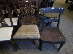 19TH CENTURY MAHOGANY SPLAT BACK DINING CHAIR WITH UPHOLSTERED SEAT AND A FURTHER VICTORIAN BAR BACK