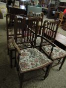 SET OF FOUR EDWARDIAN MAHOGANY AND SATINWOOD BANDED CHAIRS WITH UPHOLSTERED SEAT COMPRISING OF TWO