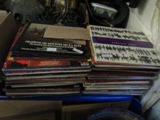 TWO STACKS CONTAINING PIPE, DRUM AND MILITARY BAND VINYL RECORDS