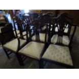 SET OF SEVEN REPRODUCTION SHIELD BACK DINING CHAIRS WITH CREAM DROP IN SEATS AND TAPERING SPADE