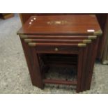 EASTERN HARDWOOD BRASS INLAID SET OF FOUR NESTING TABLES