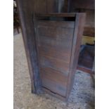 NARROW OAK FRAMED TAMBOUR FRONTED CABINET