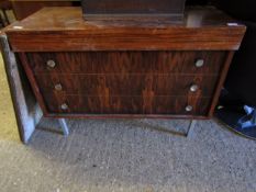 GOOD QUALITY ROSEWOOD SIDEBOARD WITH THREE FULL WIDTH DRAWERS WITH LIFT UP TOP TO REVEAL A MIRROR