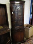 FLOOR STANDING CORNER CUPBOARD WITH ASTRAGAL GLAZED DOOR