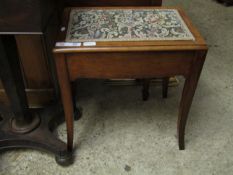 OAK FRAMED UPHOLSTERED TOP PIANO STOOL