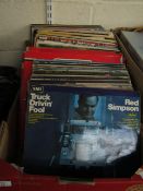 BOX CONTAINING MIXED TRUCKING AND COUNTRY VINYL RECORDS