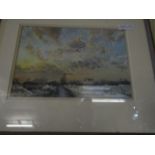 MARGARET GLASS PASTEL OF A WINTER LANDSCAPE SCENE