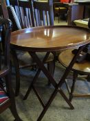 MAHOGANY OVAL TOP TRAY ON A BUTLER’S STAND